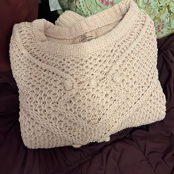 Anthropologie Lovetree oversized mauve distressed sweater - Picture 2 of 8